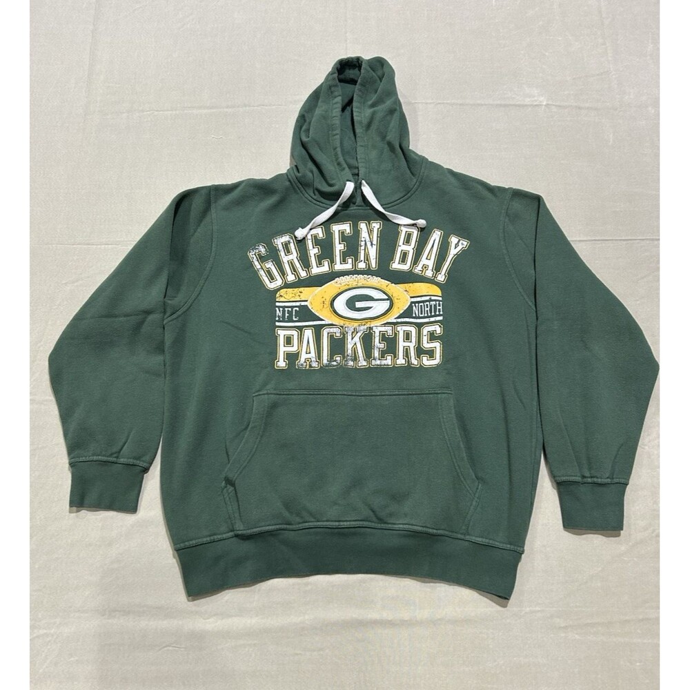 Green Bay Packers Unisex Hooded Pullover Sweatshirt Green Pre-Owned Size XL P2